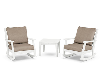 Country Living Wovendale 3-Piece Deep Seating Rocker Set in White / Spiced Burlap