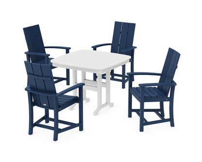 POLYWOOD® Modern Adirondack 5-Piece Dining Set in Navy / White