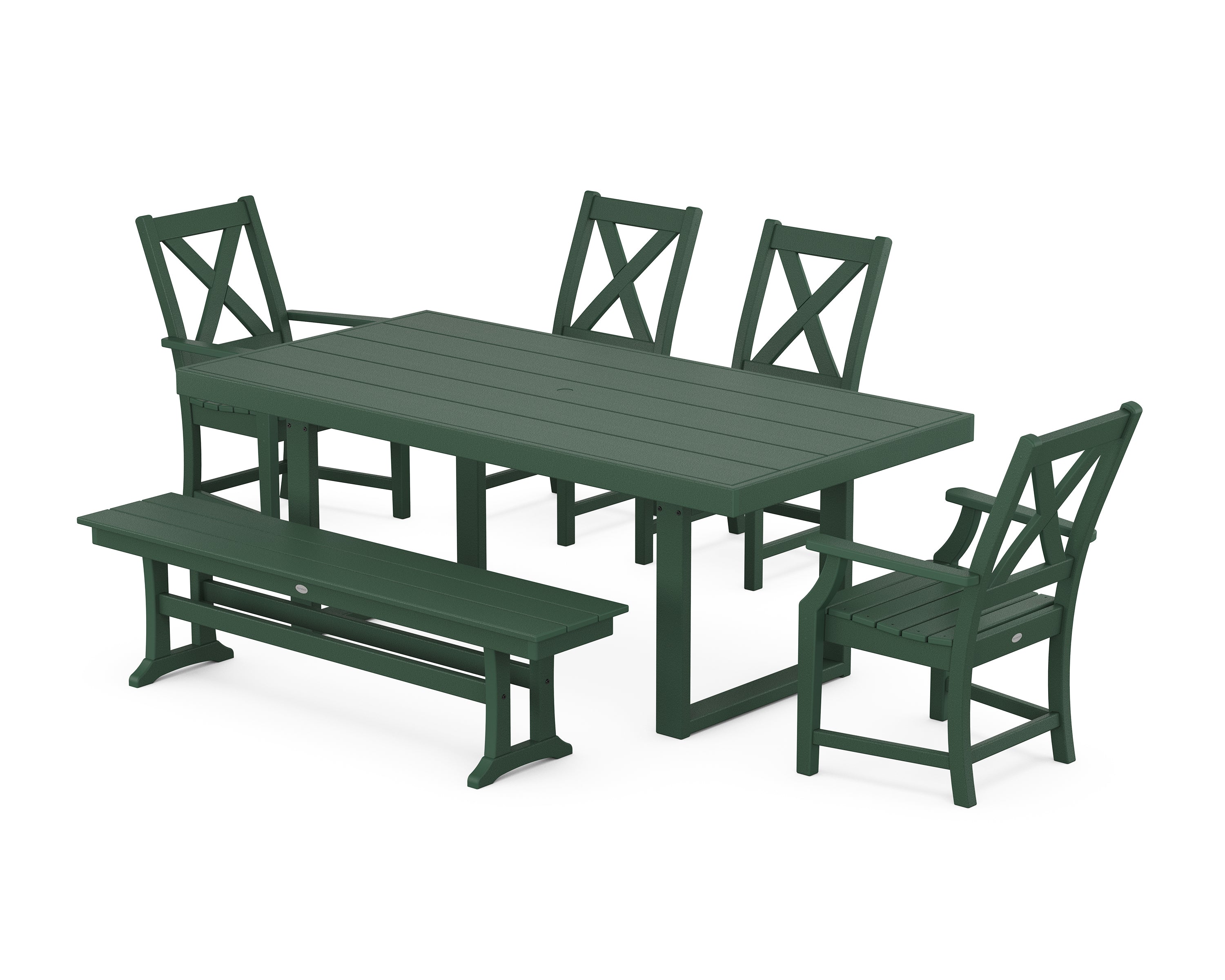 POLYWOOD® Braxton 6-Piece Dining Set with Bench in Green