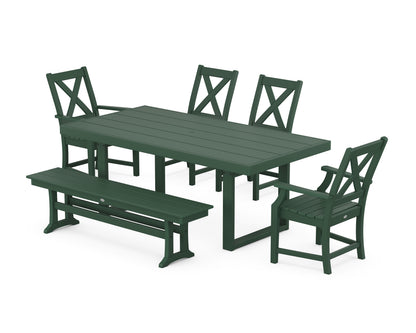 POLYWOOD® Braxton 6-Piece Dining Set with Bench in Green