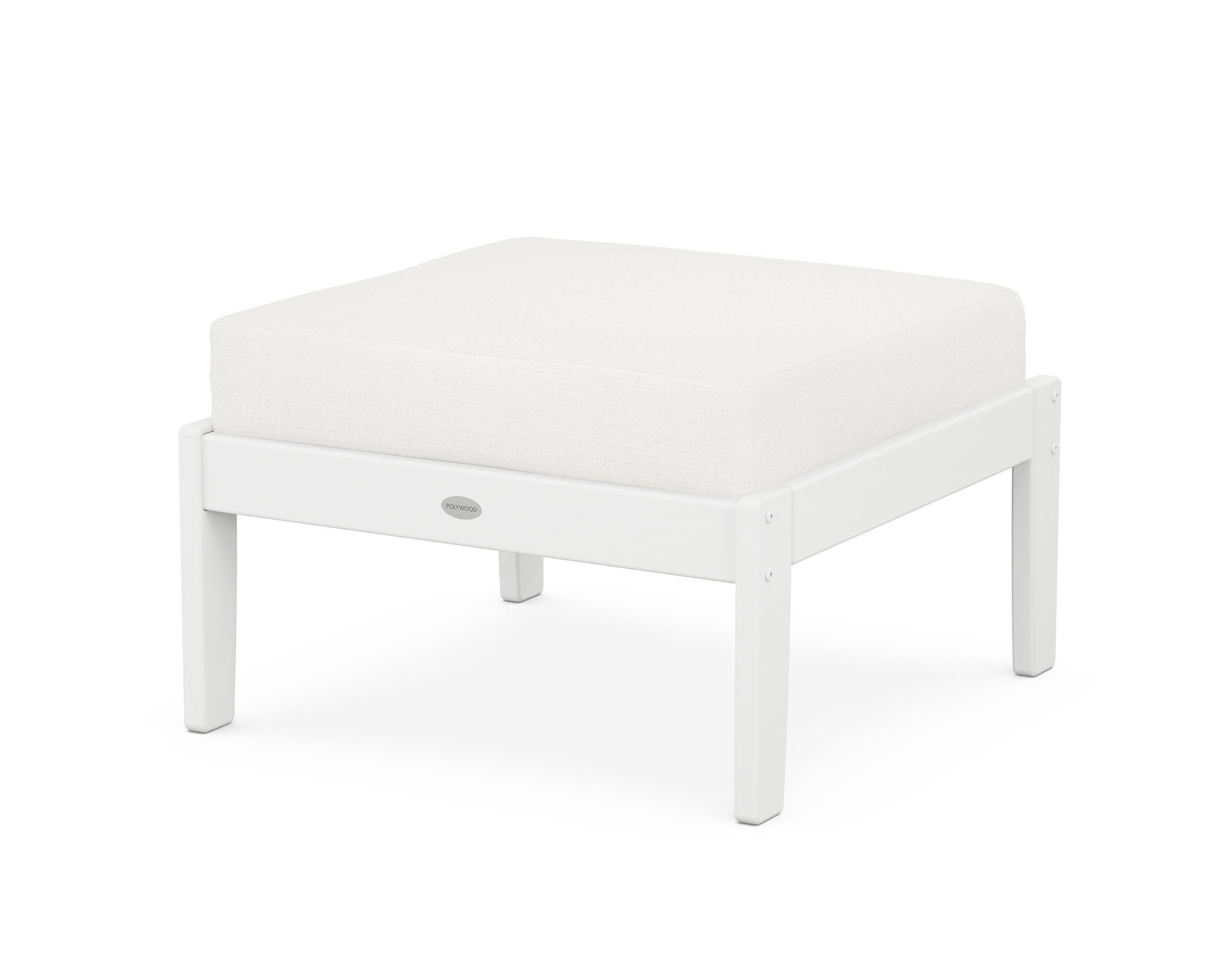 POLYWOOD® Braxton Deep Seating Ottoman in White / Natural Linen