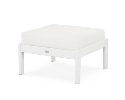POLYWOOD® Braxton Deep Seating Ottoman in White / Natural Linen