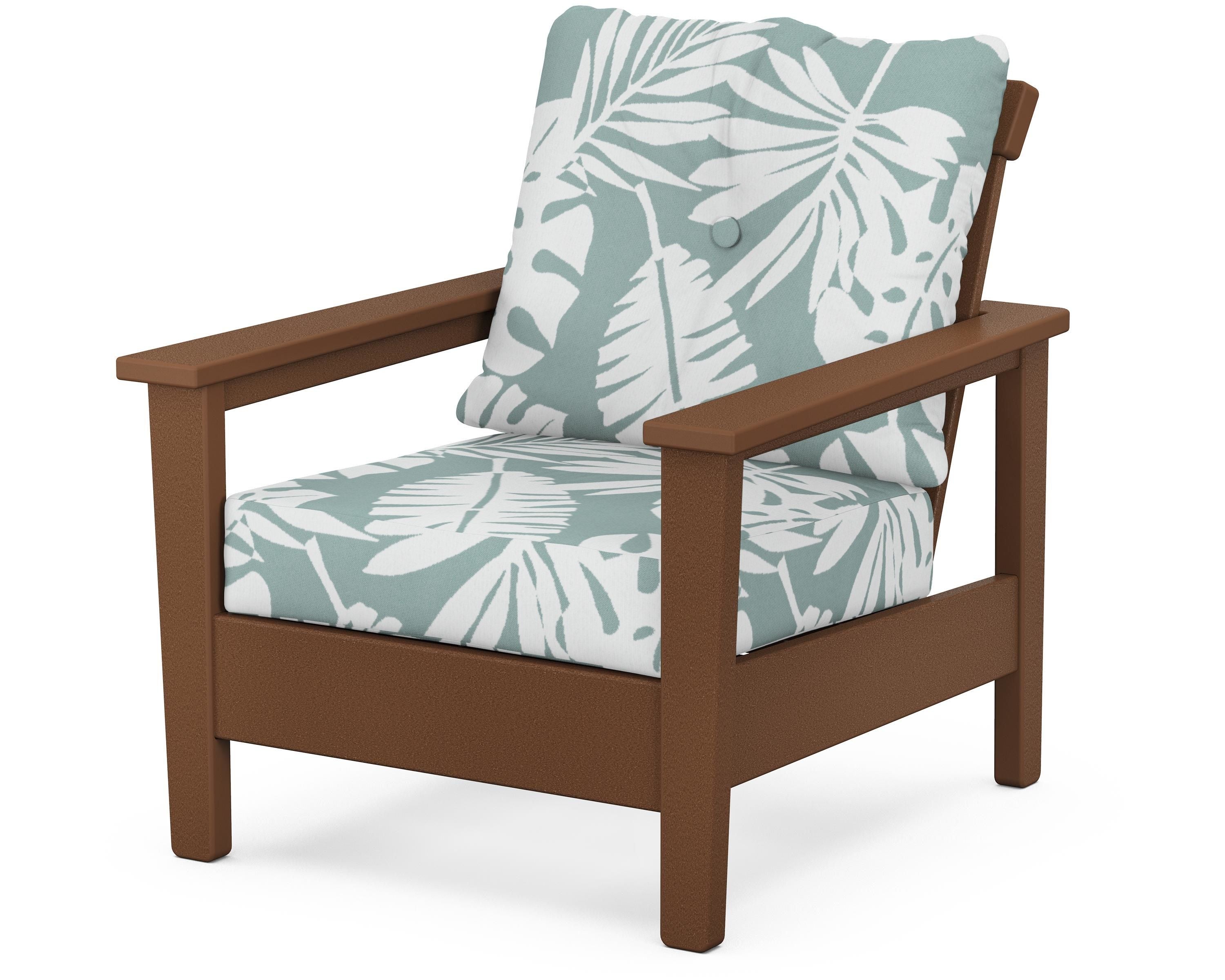 POLYWOOD® Prescott Deep Seating Chair in Teak / Leaf Glacier Spa