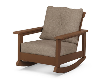 POLYWOOD® Prescott Deep Seating Rocking Chair in Teak / Spiced Burlap