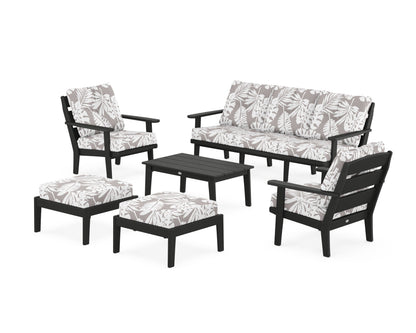 POLYWOOD® Lakeside 6-Piece Lounge Sofa Set in Black / Leaf Grey Mist