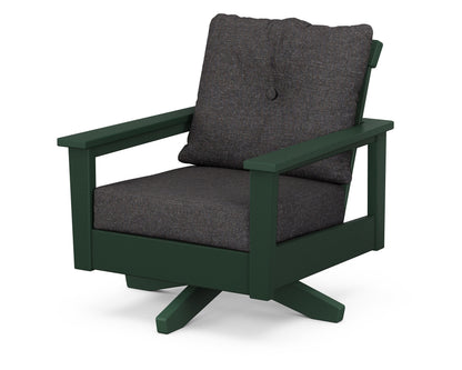 POLYWOOD® Prescott Deep Seating Swivel Chair in Green / Ash Charcoal