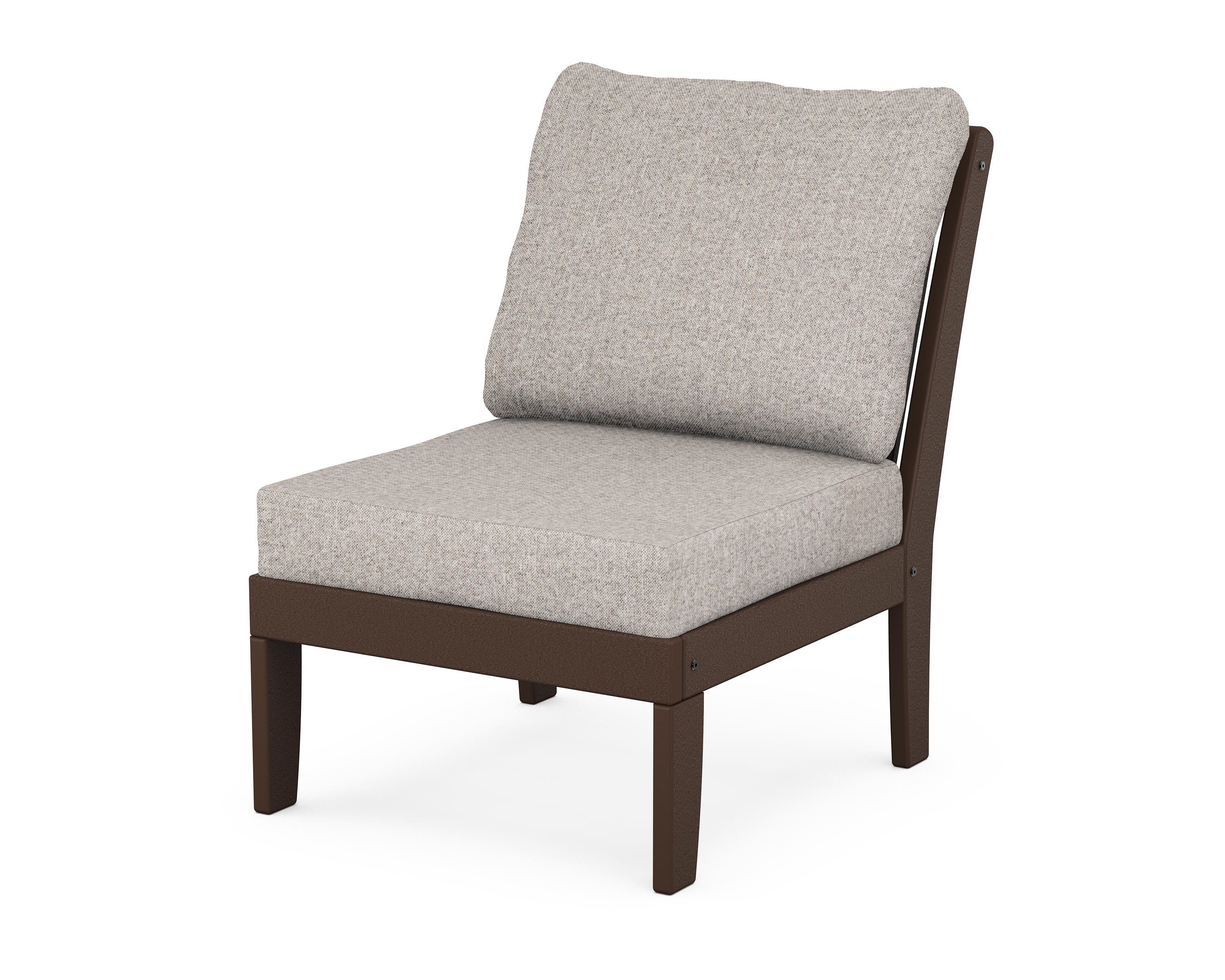 POLYWOOD® Braxton Modular Armless Chair in Mahogany / Weathered Tweed