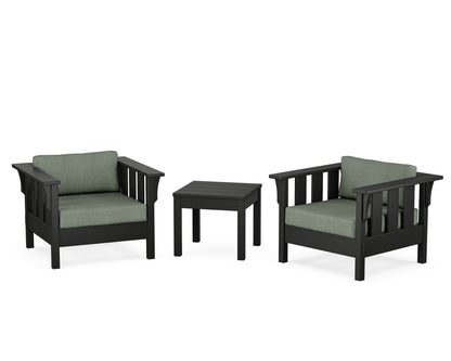 Martha Stewart by POLYWOOD® Acadia 3-Piece Deep Seating Set in Black / Cast Sage