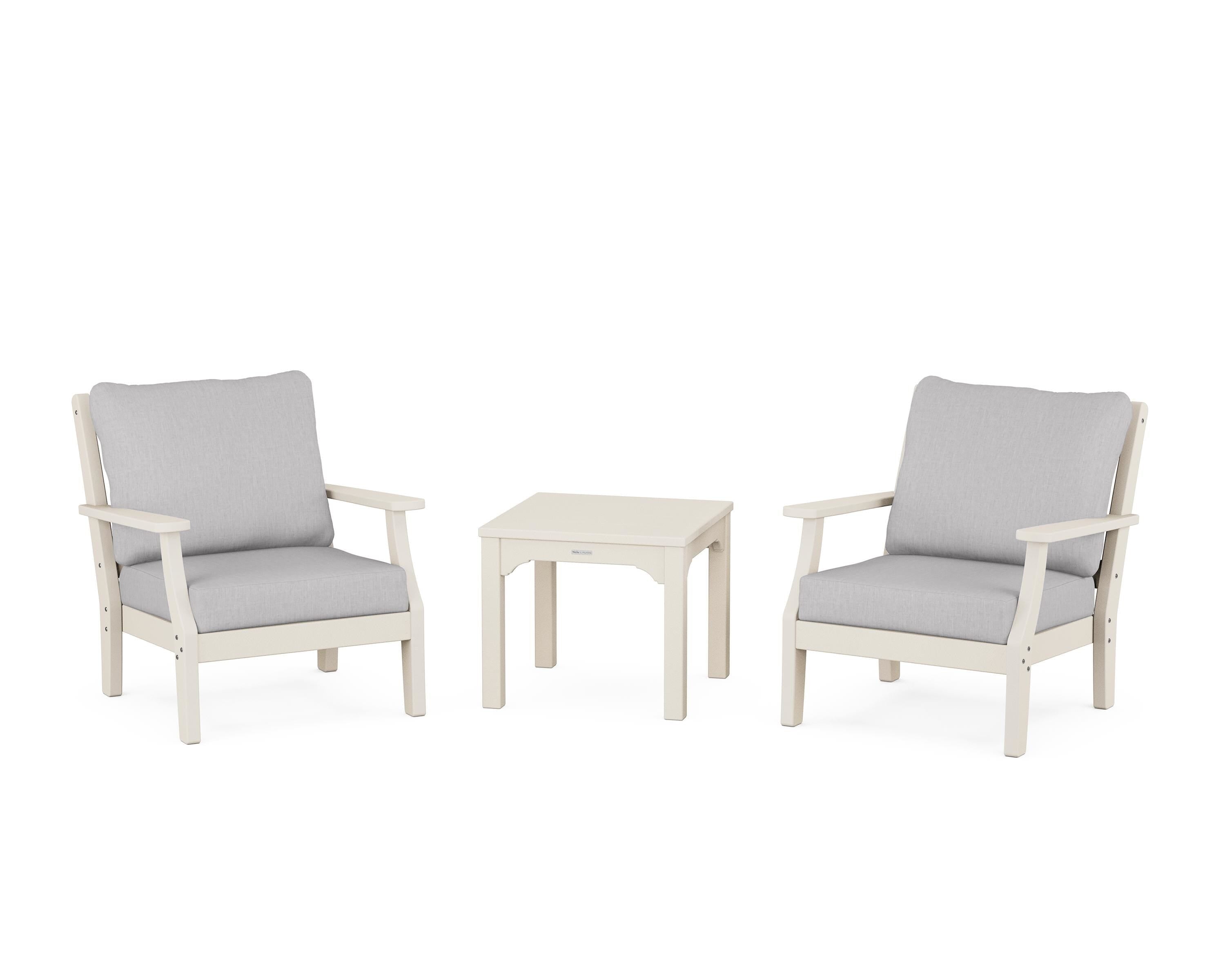 Martha Stewart by POLYWOOD® Chinoiserie 3-Piece Deep Seating Set in Sand / Granite