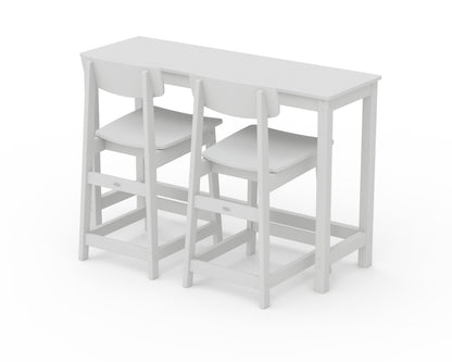 POLYWOOD® Modern Studio Urban Counter Chair 3-Piece Balcony Set in White