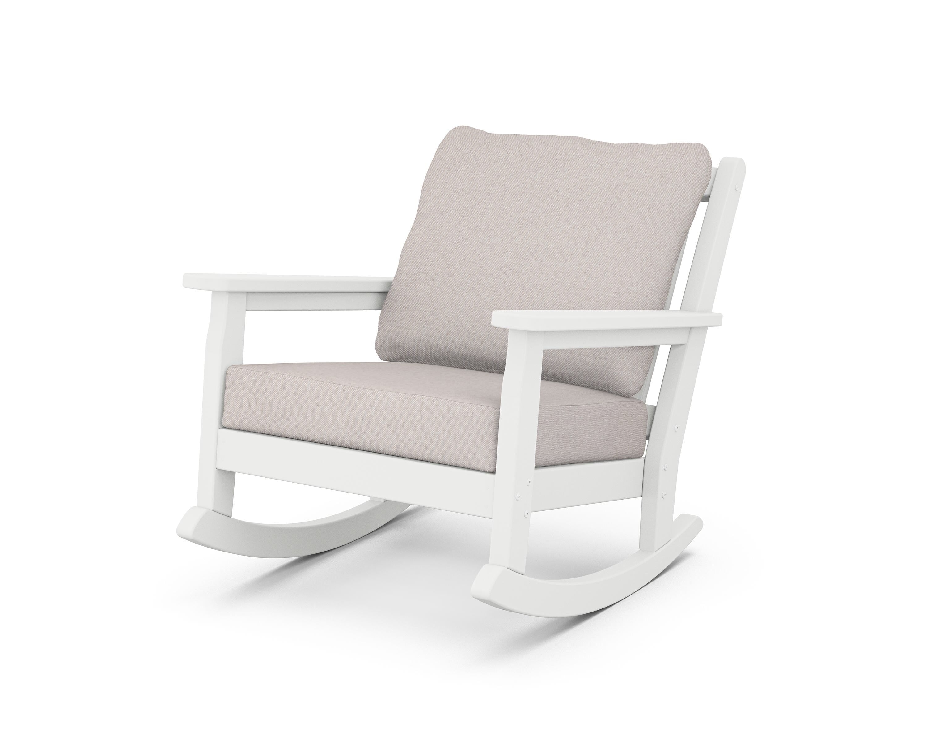 POLYWOOD® Chippendale Deep Seating Rocking Chair in White / Dune Burlap