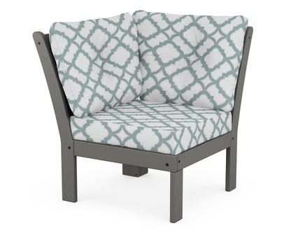 POLYWOOD® Vineyard Modular Corner Chair in Slate Grey / Trellis Glacier Spa