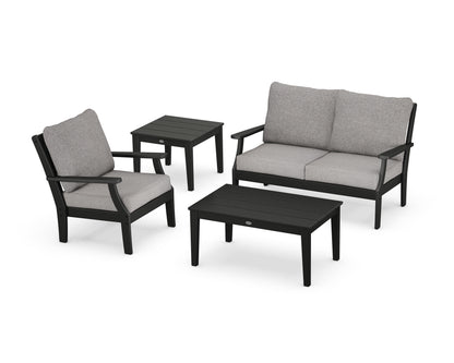 POLYWOOD® Braxton 4-Piece Deep Seating Set in Black / Grey Mist