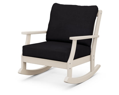 POLYWOOD® Braxton Deep Seating Rocking Chair in Sand / Midnight Linen