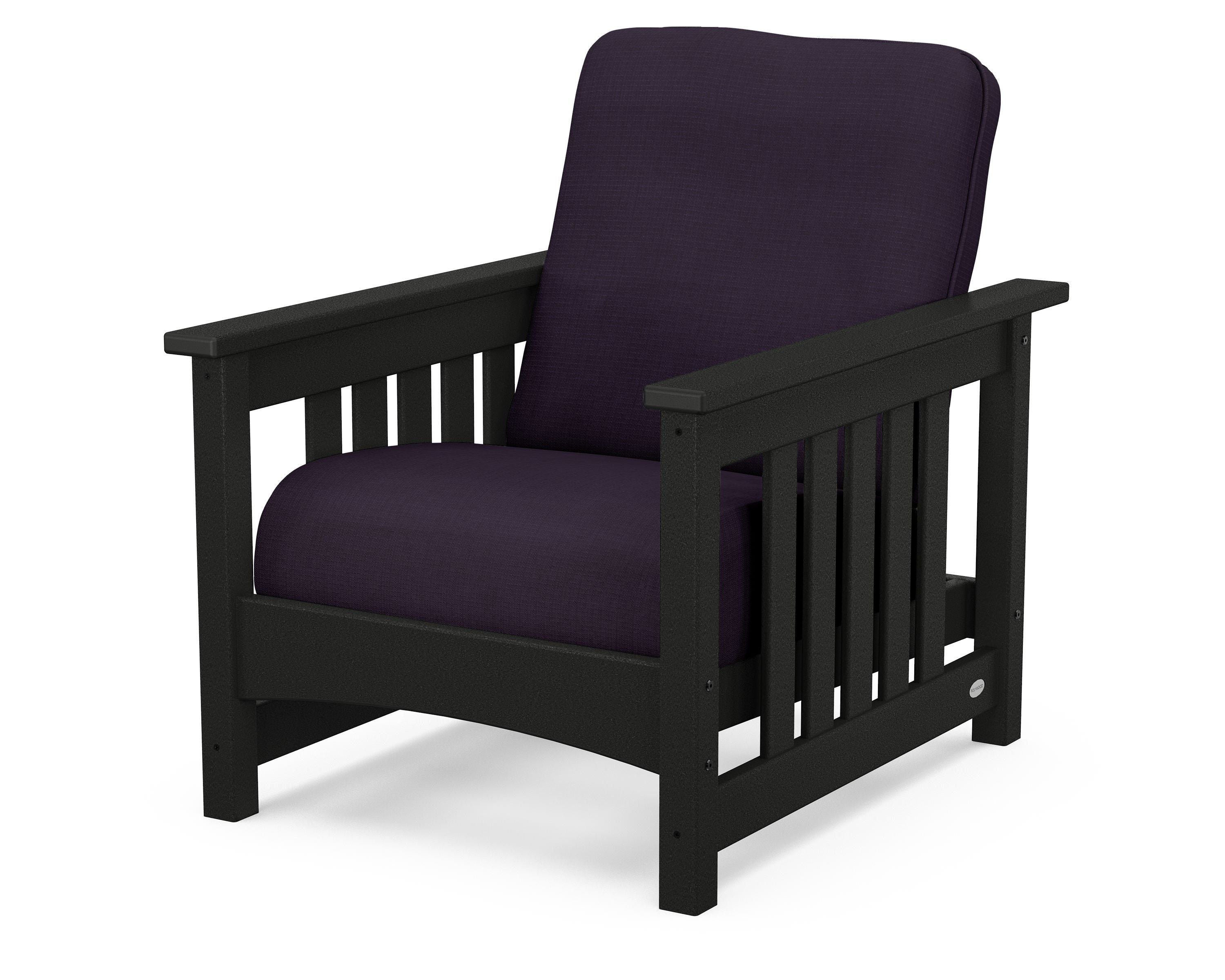 POLYWOOD® Club Mission Chair in Black / Navy Linen
