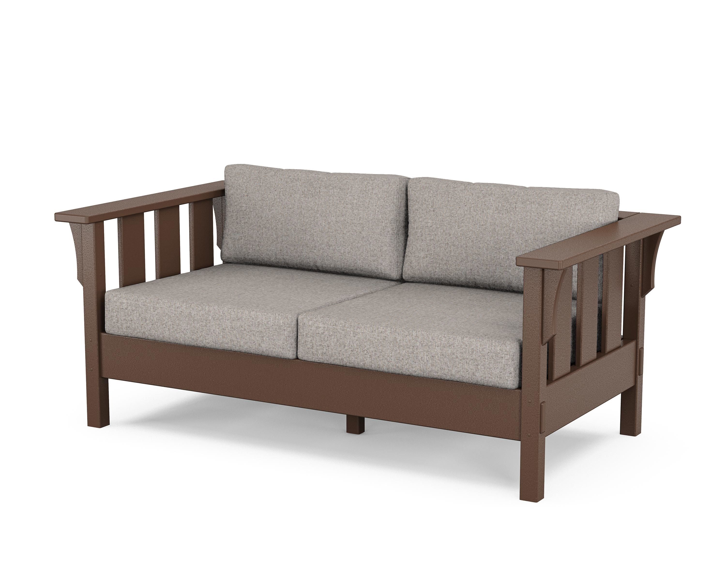 Martha Stewart by POLYWOOD® Acadia Deep Seating Loveseat in Mahogany / Weathered Tweed