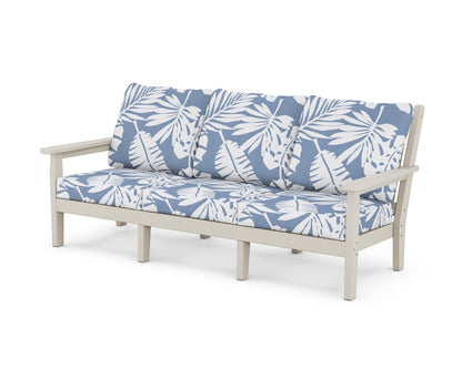 POLYWOOD® Chippendale Deep Seating Sofa in Sand / Leaf Sky Blue