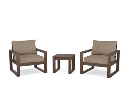 POLYWOOD® EDGE Sectional 3-Piece Deep Seating Set in Mahogany / Spiced Burlap