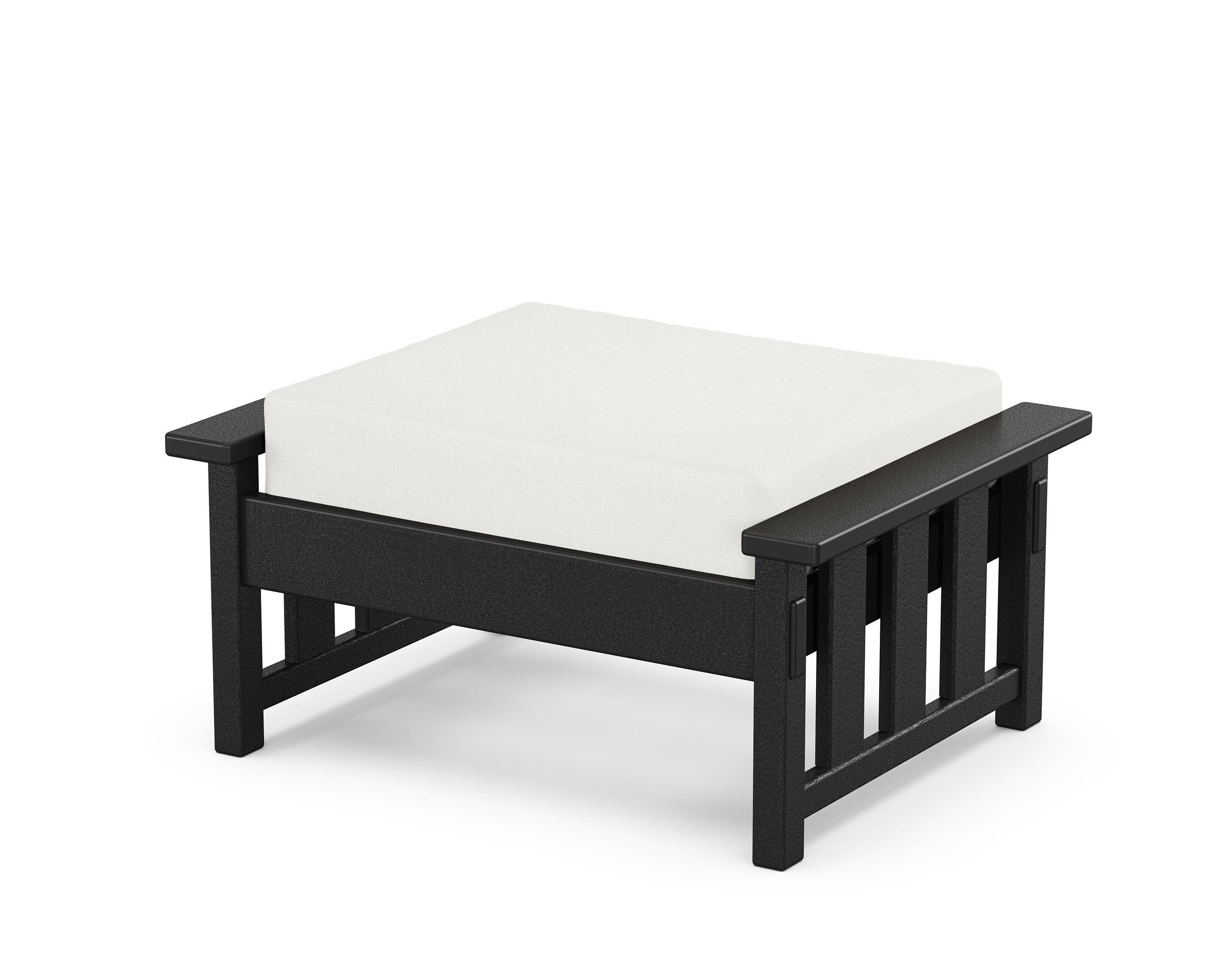 Martha Stewart by POLYWOOD® Acadia Deep Seating Ottoman in Black / Natural Linen