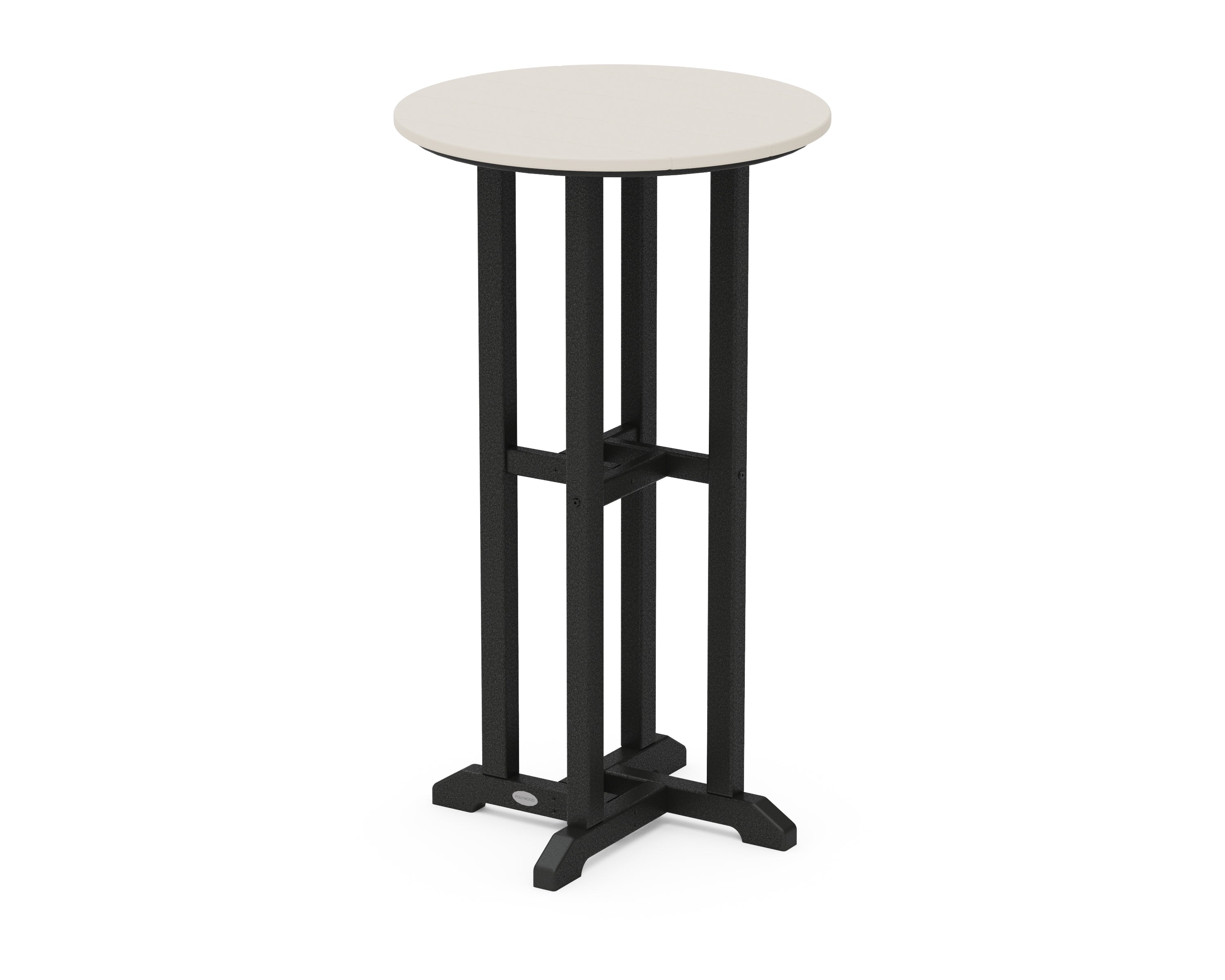 POLYWOOD® Contempo 24" Round Bar Table in Black / Sand