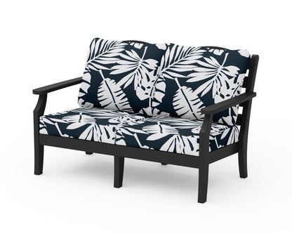 Draper James™ by  POLYWOOD® Savannah Deep Seating Loveseat in Black / Leaf Marine Indigo