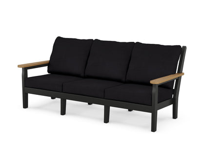 POLYWOOD® Chippendale Deep Seating Sofa in Black / Natural / Midnight Linen