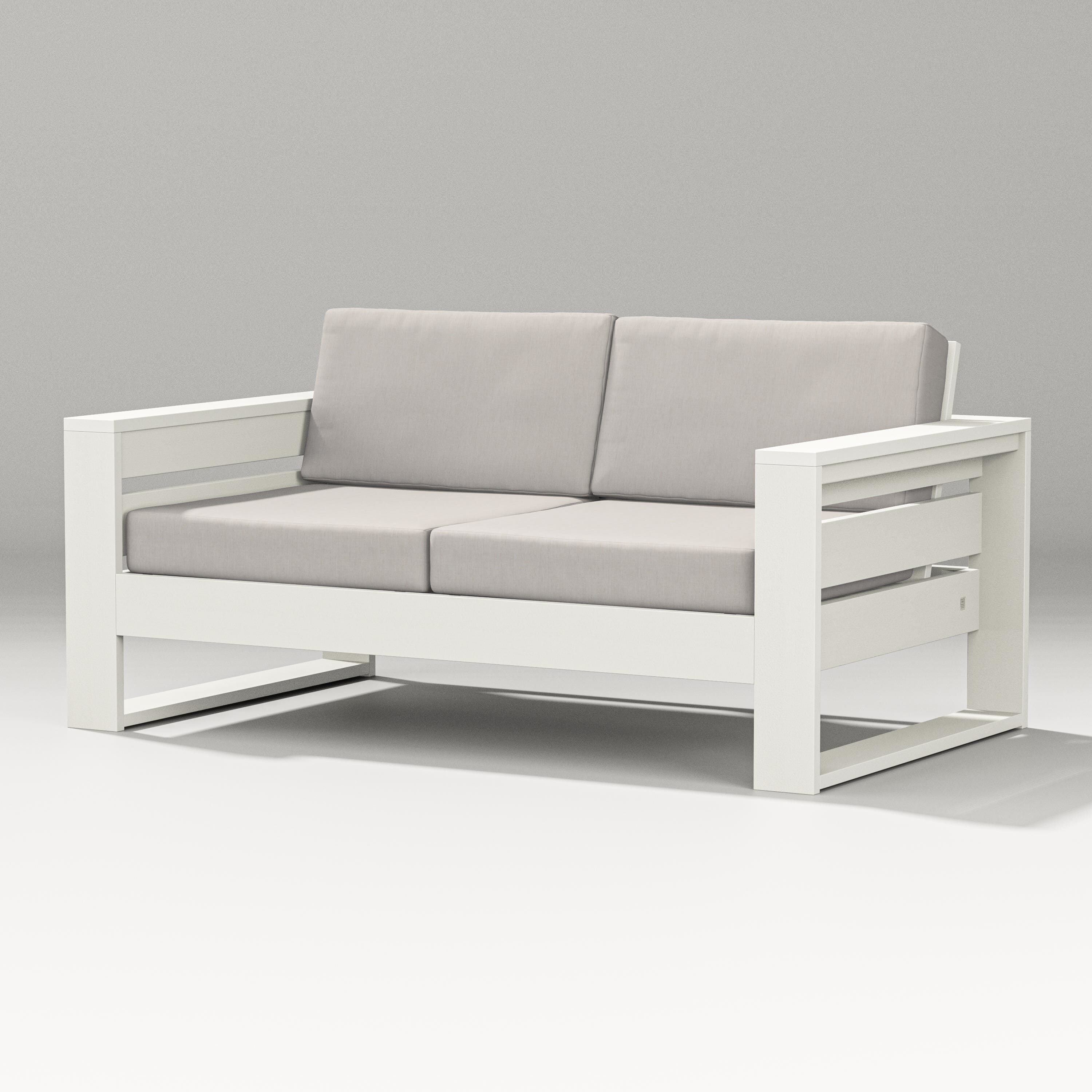 PW Designer Series Latitude Loveseat in Vintage White / Cast Ash