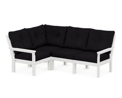 POLYWOOD® Vineyard 4-Piece Sectional in White / Midnight Linen