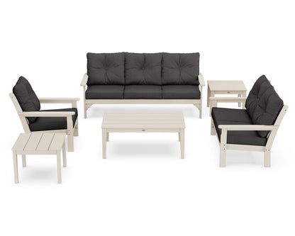 POLYWOOD® Vineyard 6-Piece Deep Seating Set in Sand / Spectrum Carbon