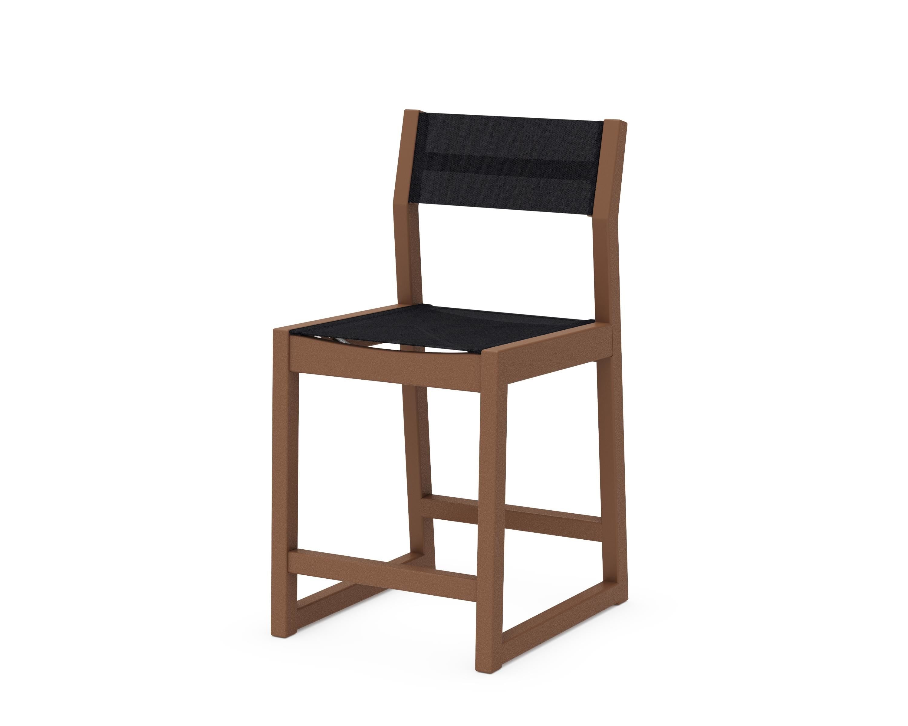 POLYWOOD® EDGE Sling Counter Side Chair in Teak / Black Sling