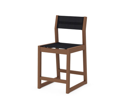 POLYWOOD® EDGE Sling Counter Side Chair in Teak / Black Sling
