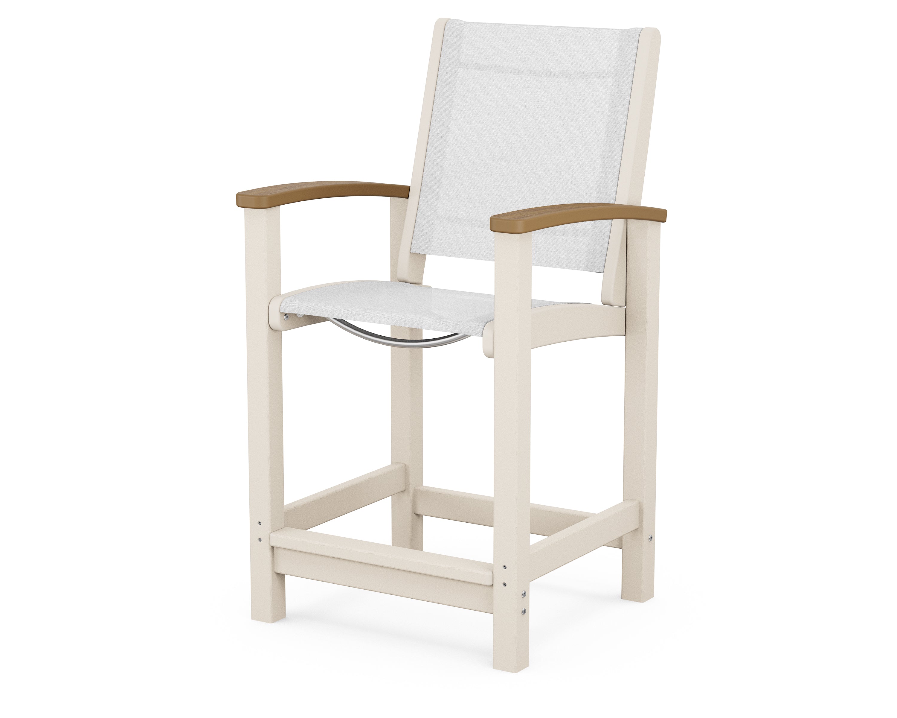 POLYWOOD® Coastal Counter Chair in Sand / Natural / White Sling