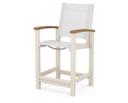 POLYWOOD® Coastal Counter Chair in Sand / Natural / White Sling