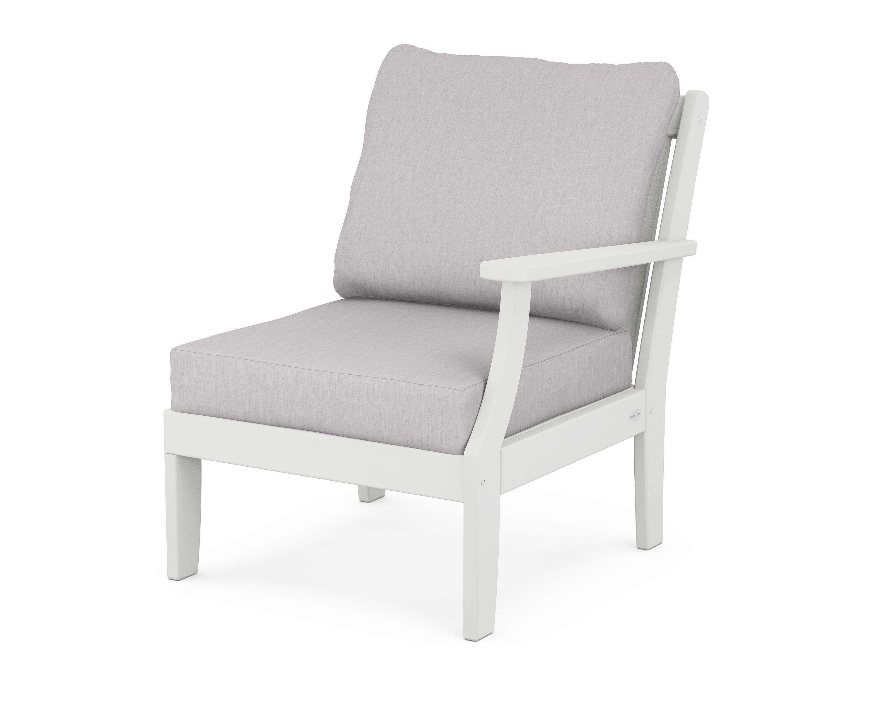 POLYWOOD® Braxton Modular Right Arm Chair in White / Granite