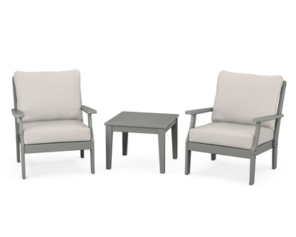 POLYWOOD® Braxton 3-Piece Deep Seating Set in Slate Grey / Cast Ash