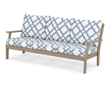 POLYWOOD® Braxton Deep Seating Sofa in Vintage Sahara / Trellis Sky Blue