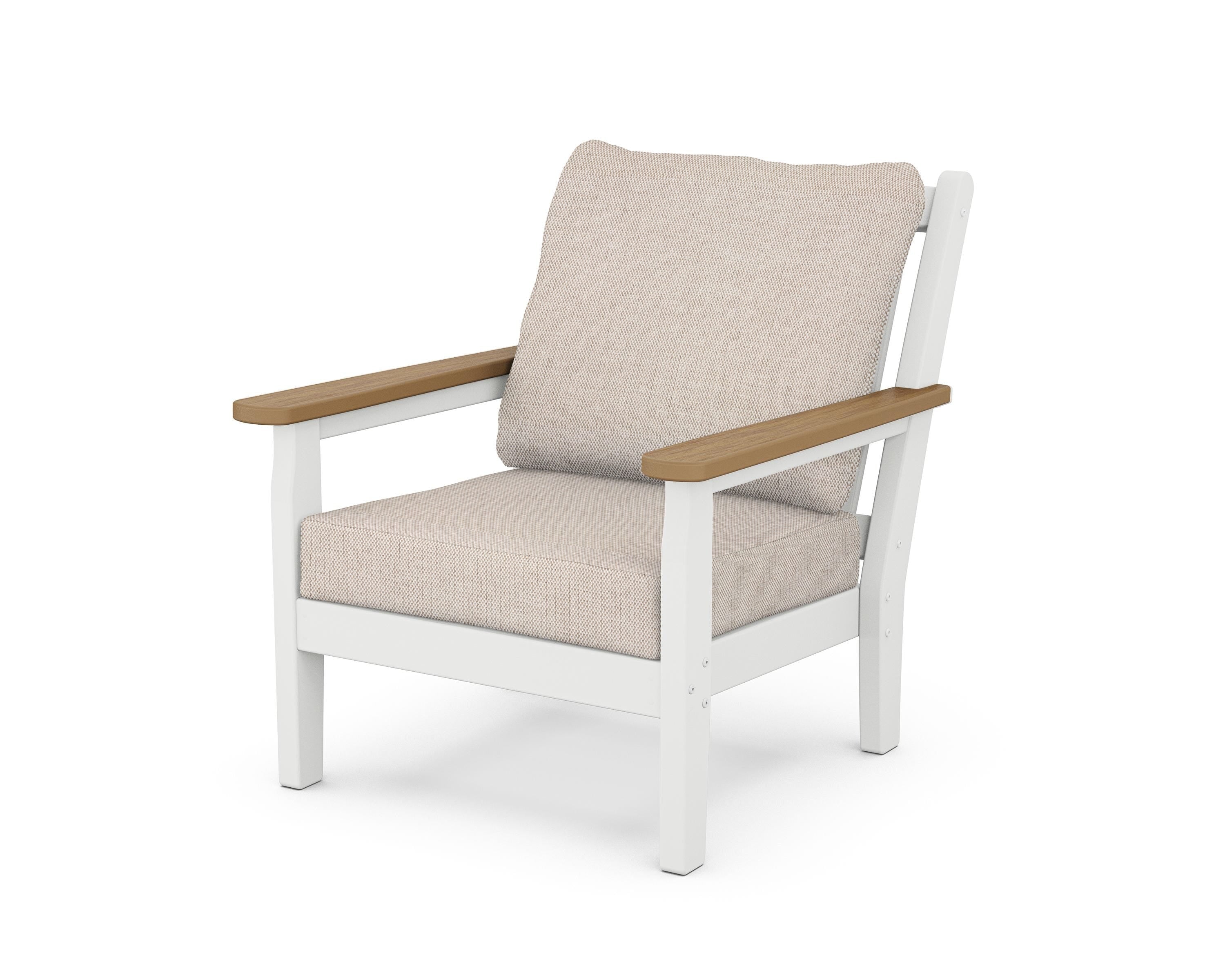 POLYWOOD® Chippendale Deep Seating Chair in White / Natural / Blend Linen