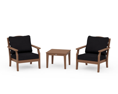 Draper James™ by  POLYWOOD® Savannah 3-Piece Deep Seating Set in Teak / Midnight Linen