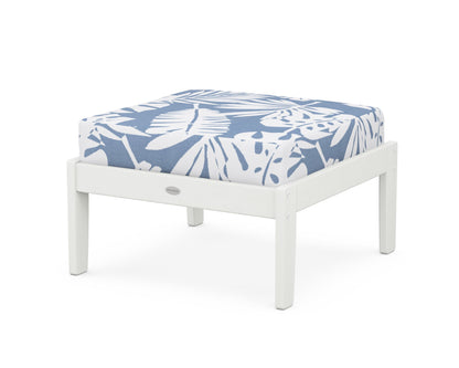 POLYWOOD® Braxton Deep Seating Ottoman in Vintage White / Leaf Sky Blue