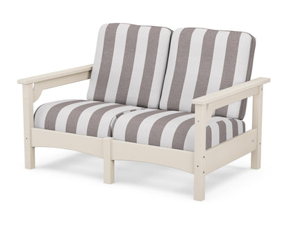 POLYWOOD® Club Loveseat in Sand / Cabana Stripe Grey Mist