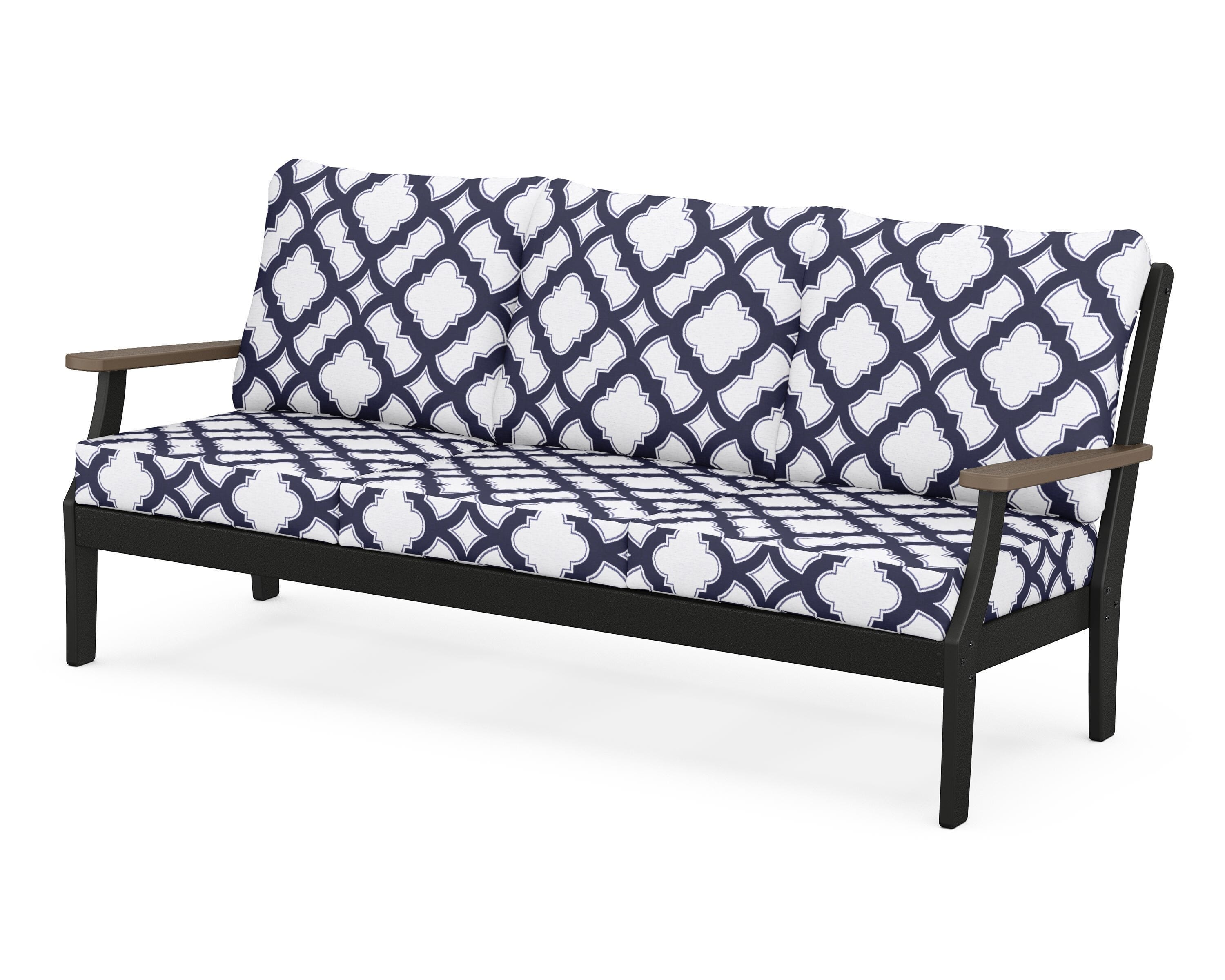 POLYWOOD® Braxton Deep Seating Sofa in Black / Kona / Trellis Navy