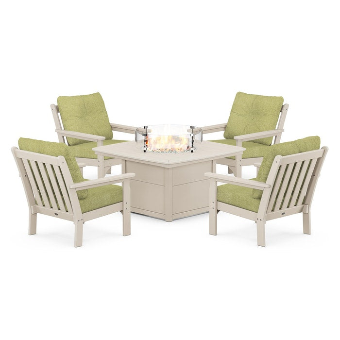 Vineyard 5-Piece Conversation Set with Fire Pit Table