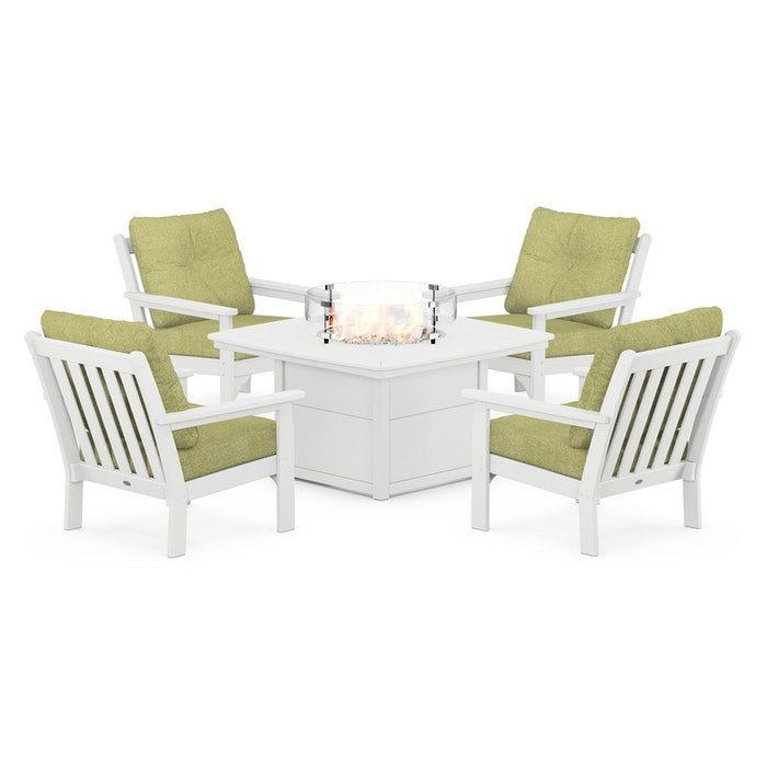 Vineyard 5-Piece Conversation Set with Fire Pit Table