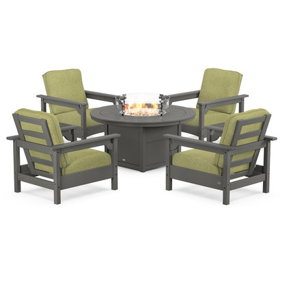 Club 5-Piece Conversation Set with Fire Pit Table