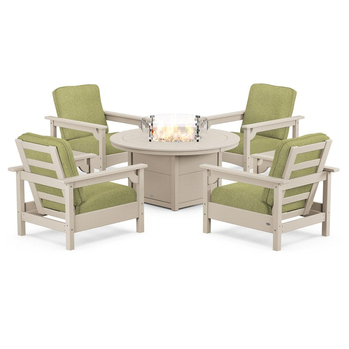 Club 5-Piece Conversation Set with Fire Pit Table