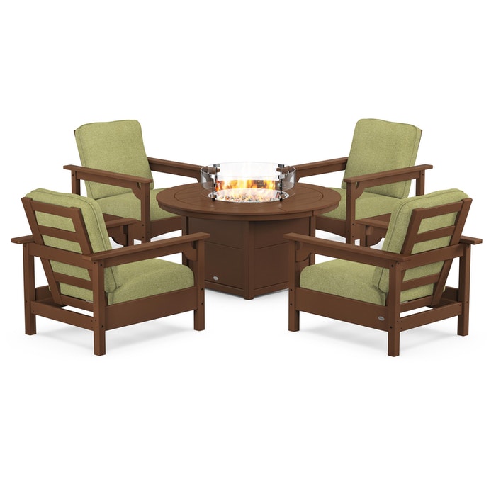 Club 5-Piece Conversation Set with Fire Pit Table