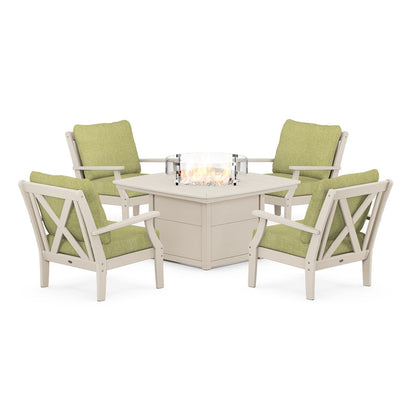 Braxton 5-Piece Deep Seating Conversation Set with Fire Pit Table