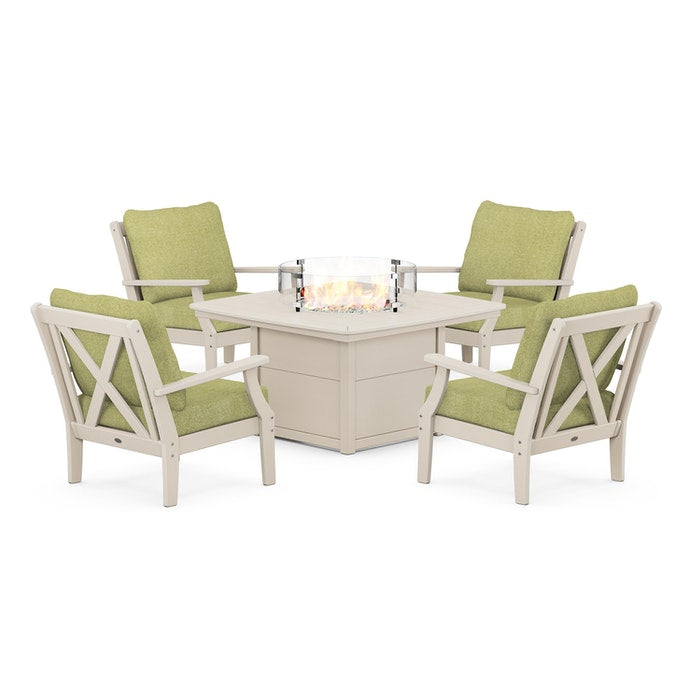 Braxton 5-Piece Deep Seating Conversation Set with Fire Pit Table