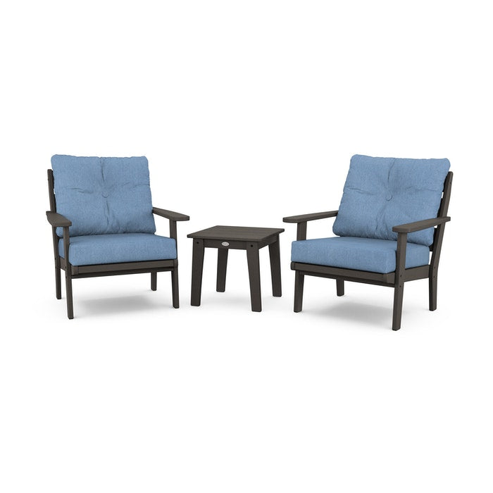 Lakeside 3-Piece Deep Seating Chair Set in Vintage Finish