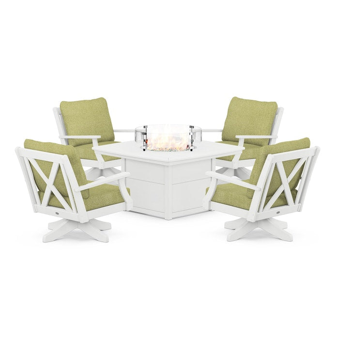 Braxton 5-Piece Deep Seating Swivel Conversation Set with Fire Pit Table